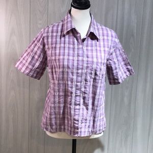 Vintage DCC missy short sleeve button down shirt size large